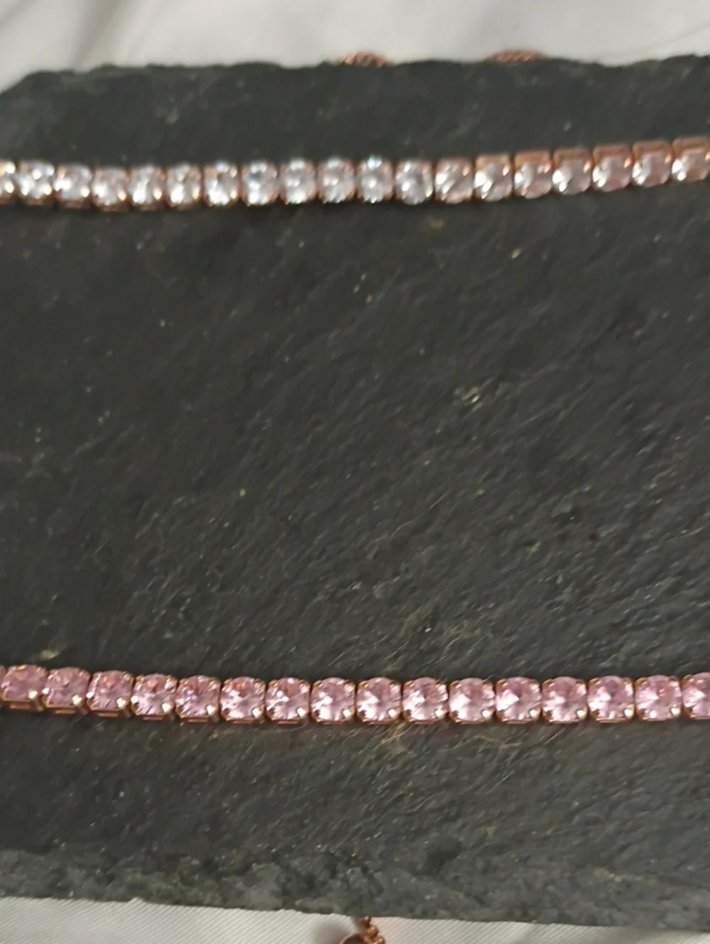 Rose Gold Pink And Clear Adjustable Tennis Bracelets - Women Jewelry